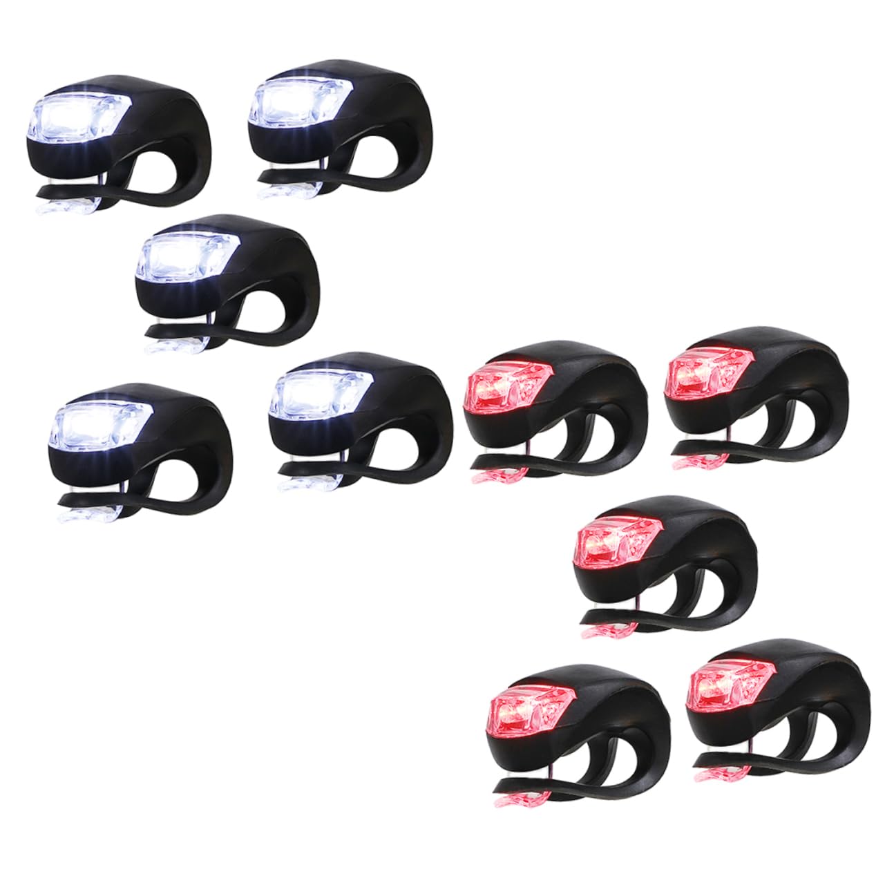 Mikikit Bike Tail Light Headlight Set 10pcs Silicone Bike Lights Waterproof for Night Riding