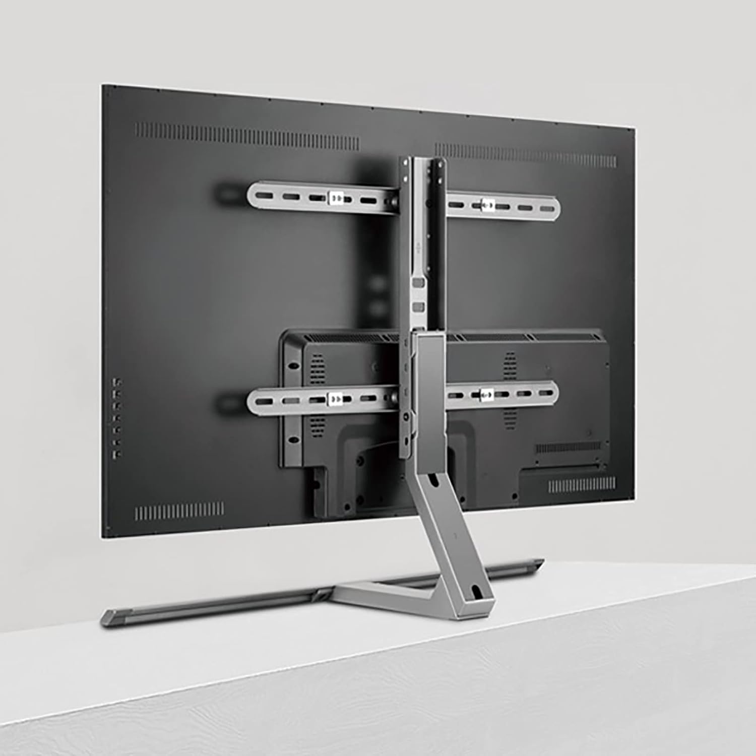 Table Top TV Stand, Height Adjustable, Swivel Tabletop TV Base with All Metal Body, Fits Most 37-75 Inch LCD LED Flat Screen TVs