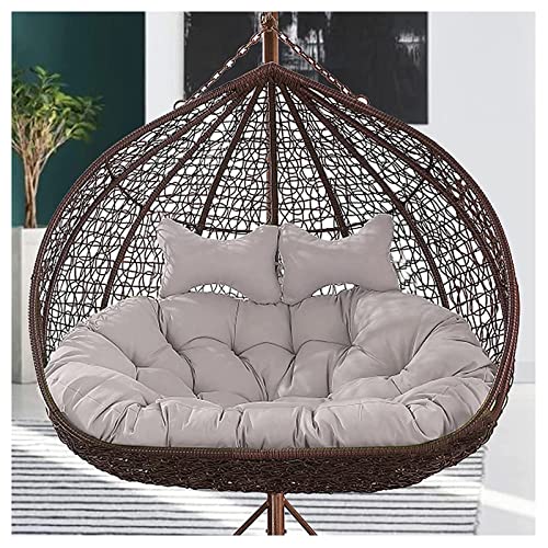Doppelt Sitzkissen für Hängesessel, Hängeschaukel, Hängesessel Kissen für Polyrattan/Rattan Hängeschaukel, Polster, Hängekorb, Schaukel Korb Stuhlkissen für Patio Garten Freien Polster (Color:Grau) Cover