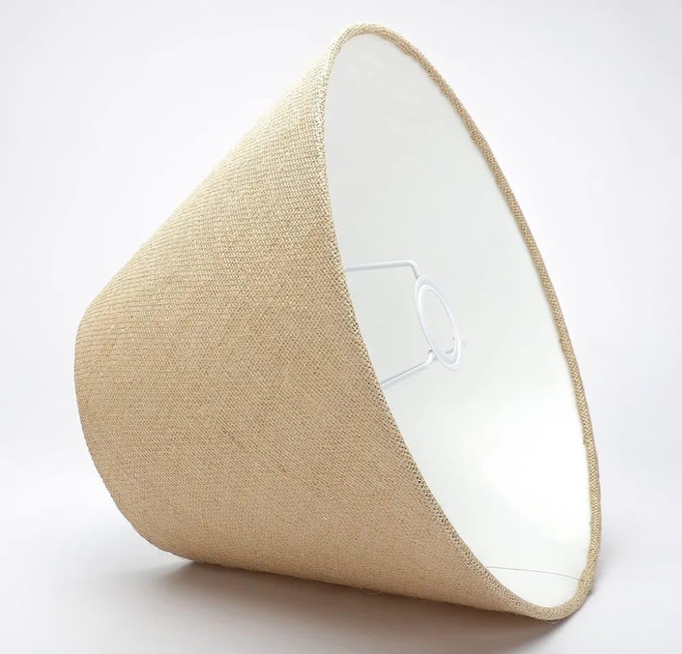 Image of Natural Jute Conical Lamp Shade with Cotton Fabric for Table and Floor Lamps - Handcrafted Rustic Decor Accent - Eco-Friendly and Durable Fits Standard Lamp Holders, Classic Design