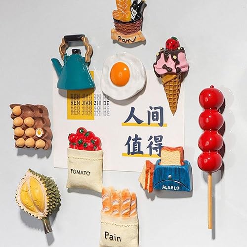 Miniatura 5 de Imán de nevera de alimentos de simulación 3D, imán creativo de pizarra blanca, huevo de resina, heladopan, decoración del hogar, accesorios de
