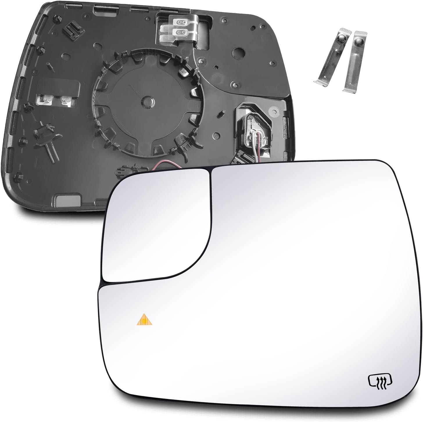 Passenger Side Replacement Mirror Glass Compatible with RAM 1500 2019-2023 - Heated with Back Plate and Blind Spot Detect, without Auto Dimming, 68402094AA