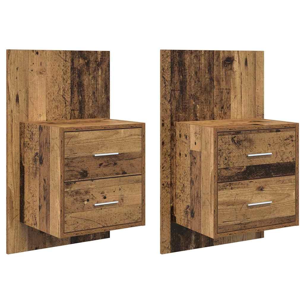 Montowany na ścianie stolik nocny z materiału drewnopochodnego z szufladą i półką, 48,5 x 32,5 x 80 cm, zajmujący niewiele miejsca design do sypialni, rustykalny styl, odporny na zarysowania i