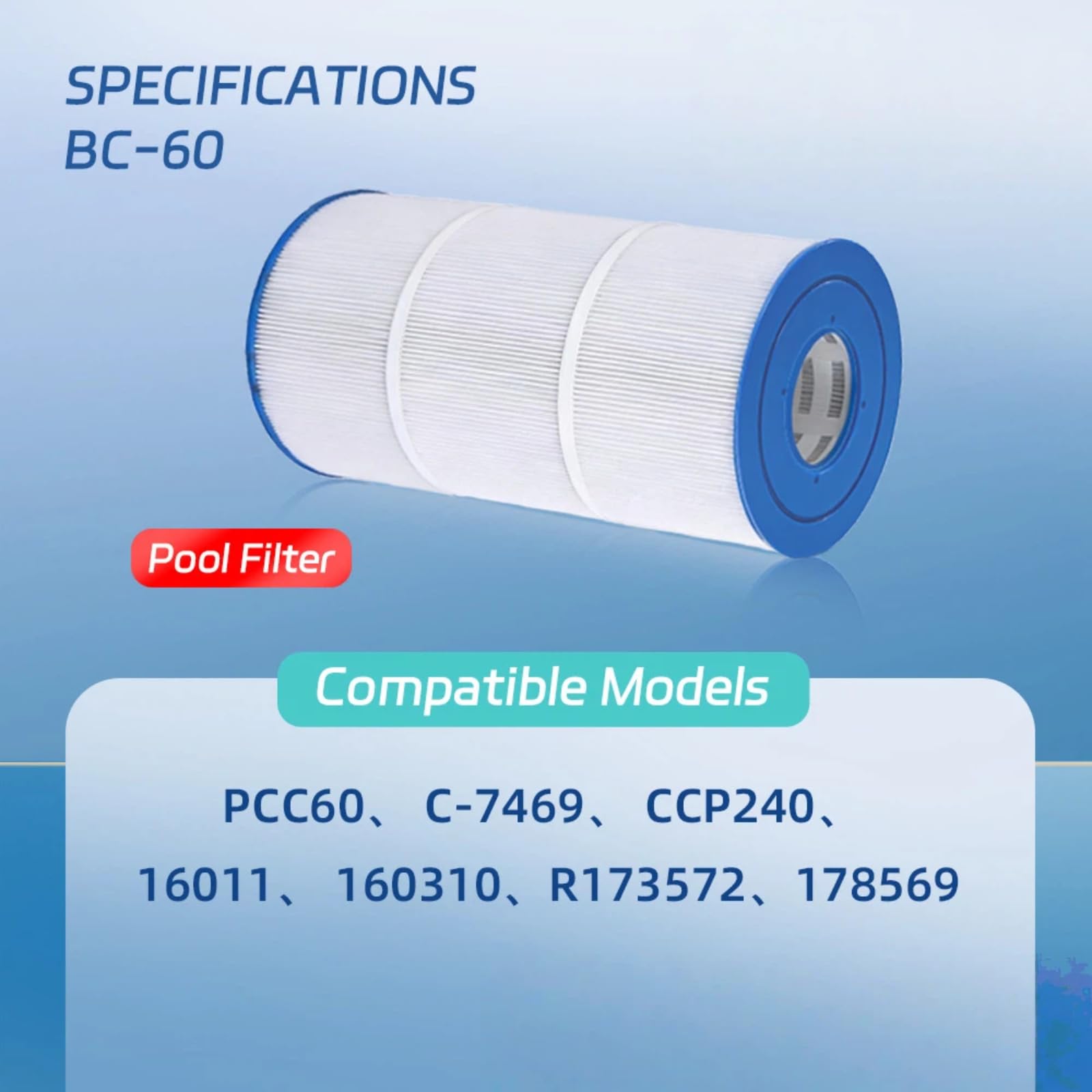 Cartucho de filtro de piscina de repuesto para spa y jacuzzi de alta eficiencia, compatible con múltiples modelos para piscinas enterradas y sobre el suelo