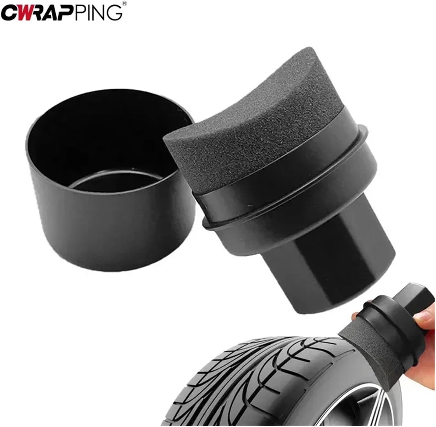 4Pcs Car Wheel Polishing Waxing Sponge with Lid Tire Wash Wipe Water Suction Sponge Pad Wax Polishing Tyre Auto Cleaning Tools(Black and Red)