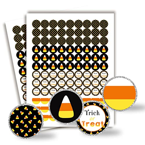 Trick or Treat Candy Corn Halloween Party Kiss Sticker Labels,