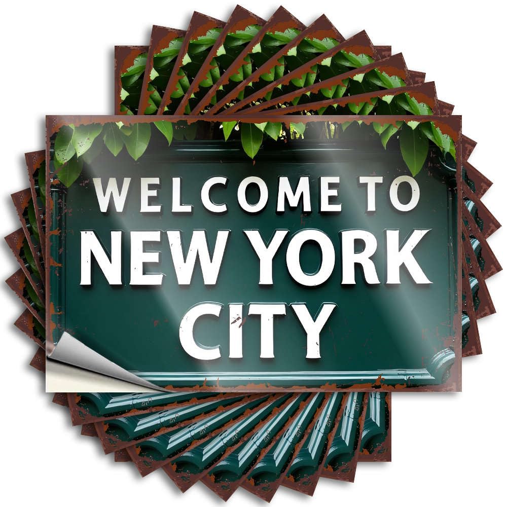 Fzfn Boys Colour Man Cave Decor Cozy Bumper - Welcome To New York City. Removable Decal Case Easy Peel For (6X9cm)