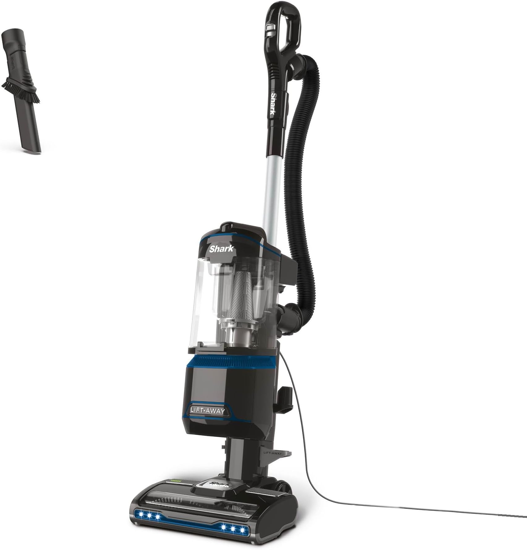 Shark Corded Upright Vacuum Cleaner 1.1L with Lift-Away Technology, LED Headlights, Anti-Allergen, 8m Cord, 750W, Crevice, Multi-Surface Tools, Blue/Black, NV602UK, 40/16B-D