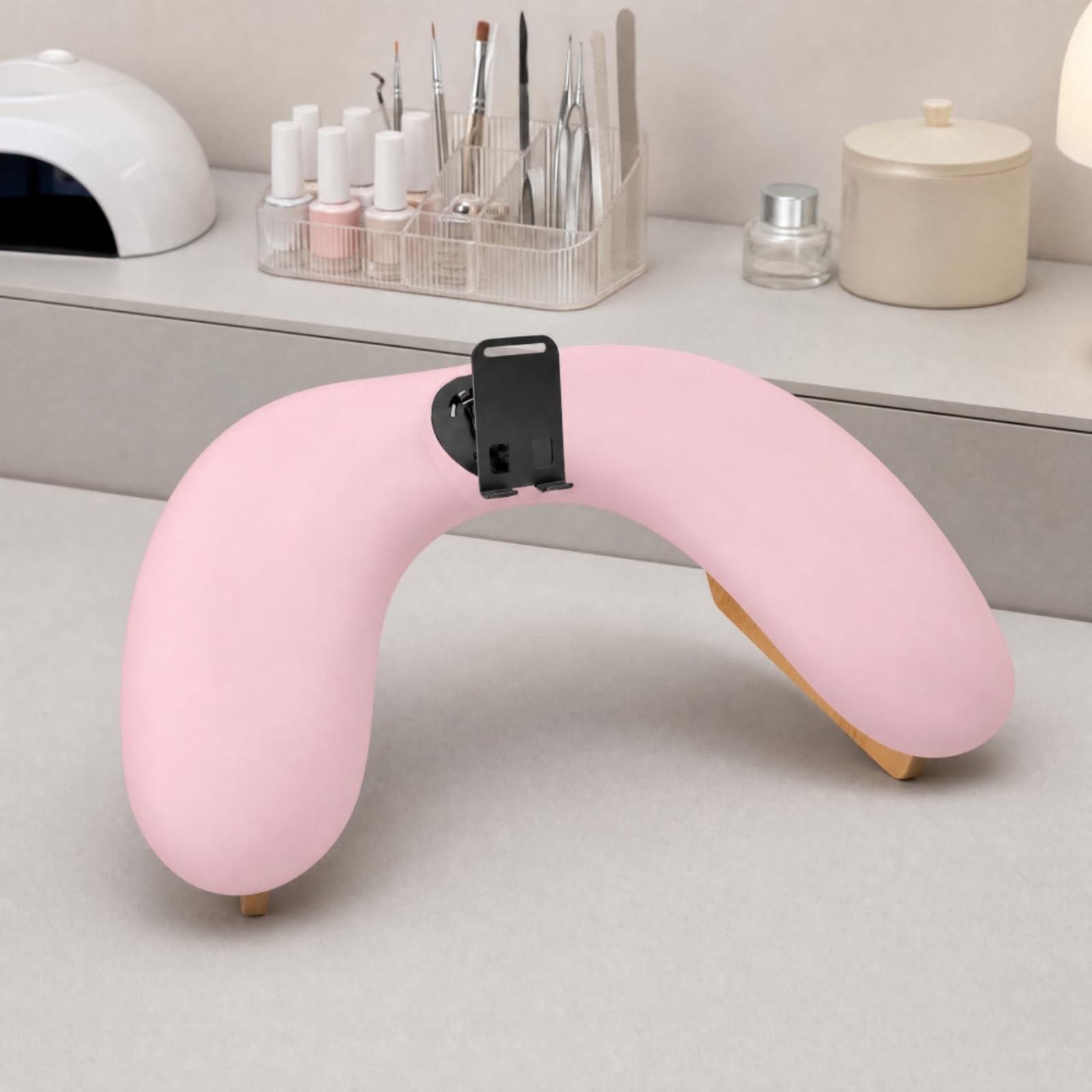 Maniküre-Handauflage mit Handyhalter stützend u-förmige Maniküre-Handauflage abnehmbar für Nageldesigner, Nagelstudios, Nagelstudio,