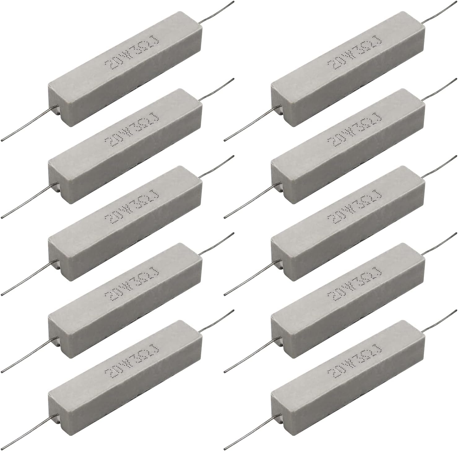 Cement Resistor,10 PCS 20W 3 Ohm 5% Axial Lead Wire Resistor White Wound Fixed Ceramic Cement Resistors Wirewound Cement Power Resistors Flame Heat Moisture Resistance Precharge Horizontal Resistors