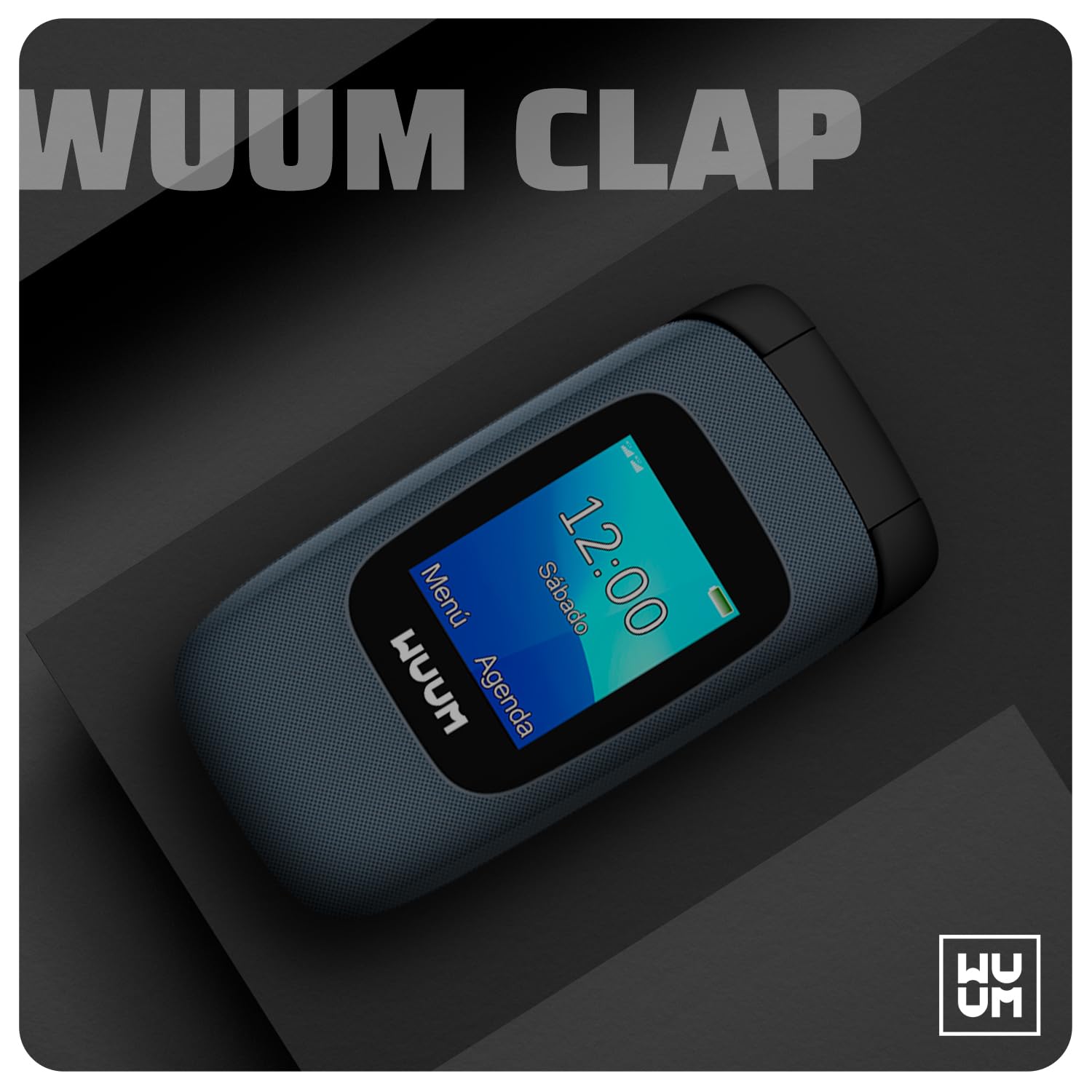 WUUM CLAP – Klapp-Handy mit Zwei Displays | Große Tasten und Ziffern | 2 Direktspeicher und SOS-Taste | Bluetooth | Großer 800mAh Akku | USB-C | Titanium