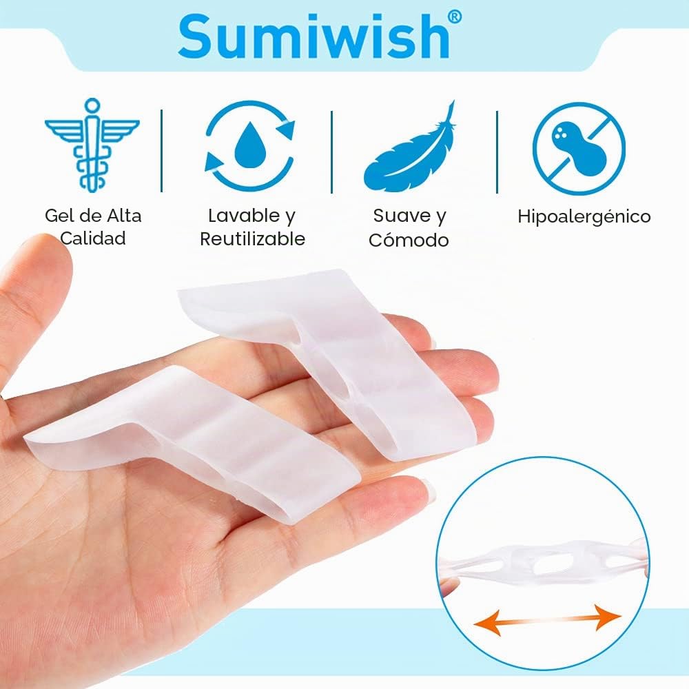 Sumiwish Los separadores de dedos de silicona de 10 piezas, los separadores de meñique y los protectores de dedos superpuestos alivian la presión y el dolor del dedo meñique