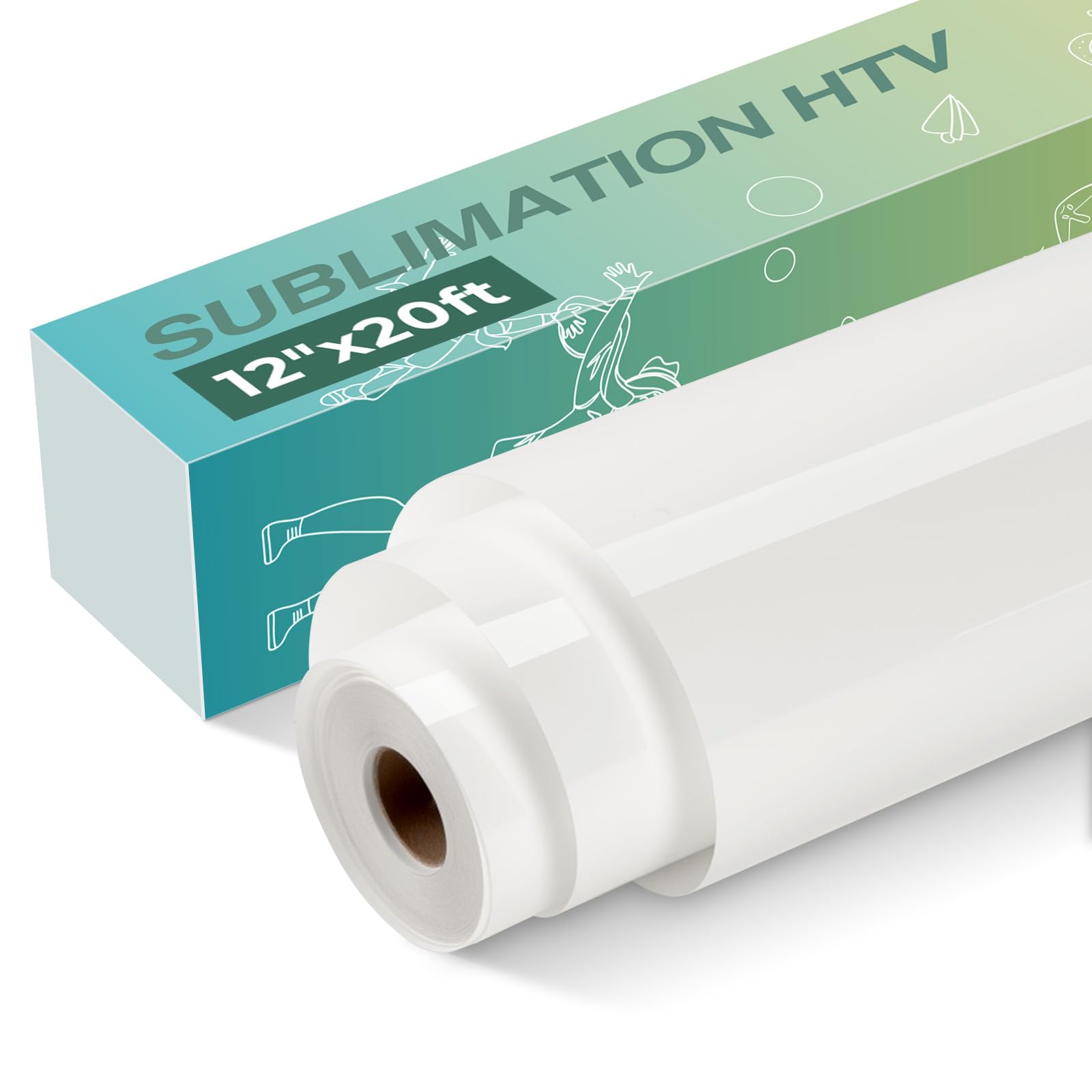 HTVRONT Clear Sublimation Vinyl Matte 12" X 20FT - Sublimation HTV High Transfer Rate - Bright Smooth Washable HTV for T-Shirt/Hat/Pillow/Bag