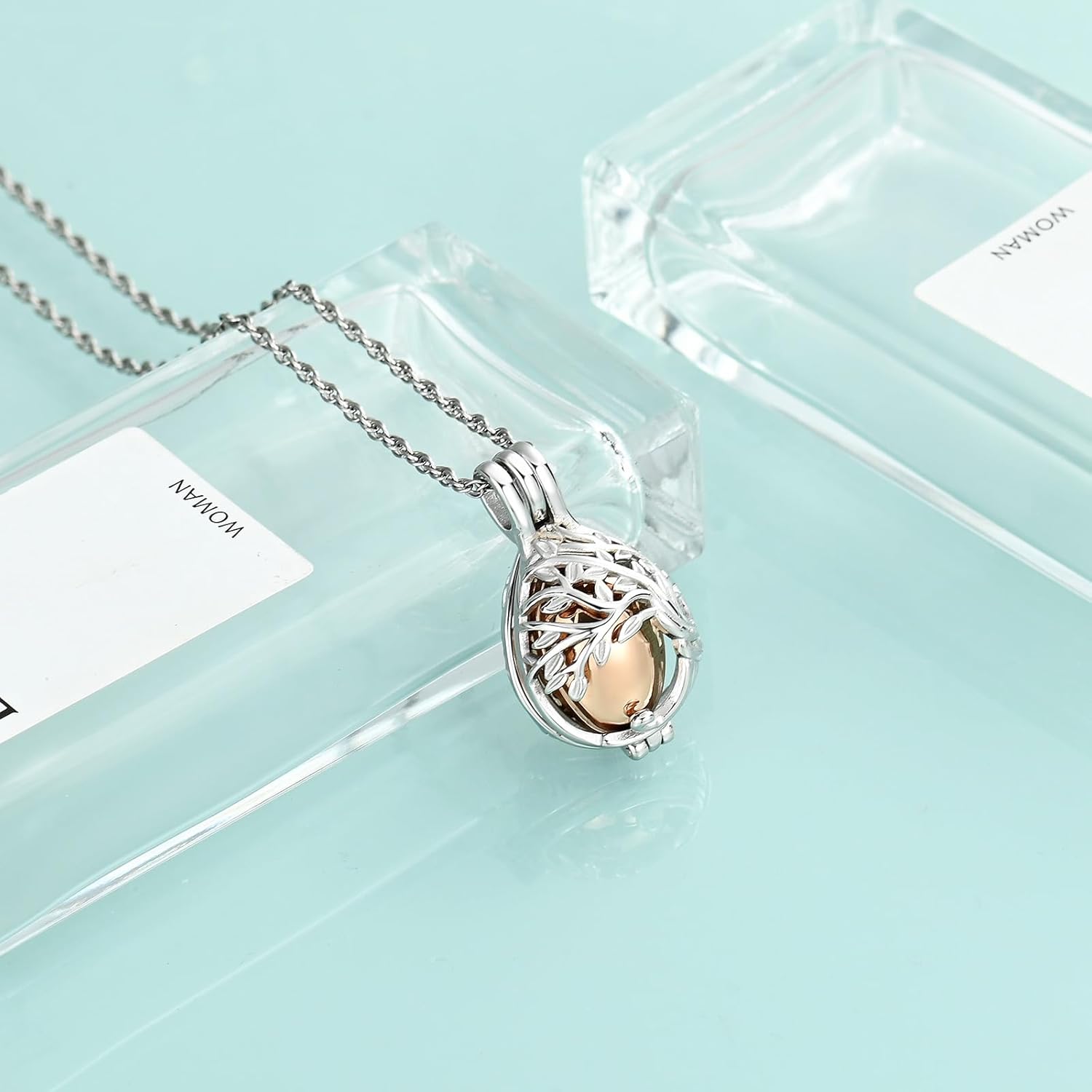 Tree of Life Urn Necklaces for Women Men Teardrop Cremation Jewelry for Ashes Keepsakes with Hollow Mini Ashes Urn Pendant Memorial Necklaces Jewelry - Image 5