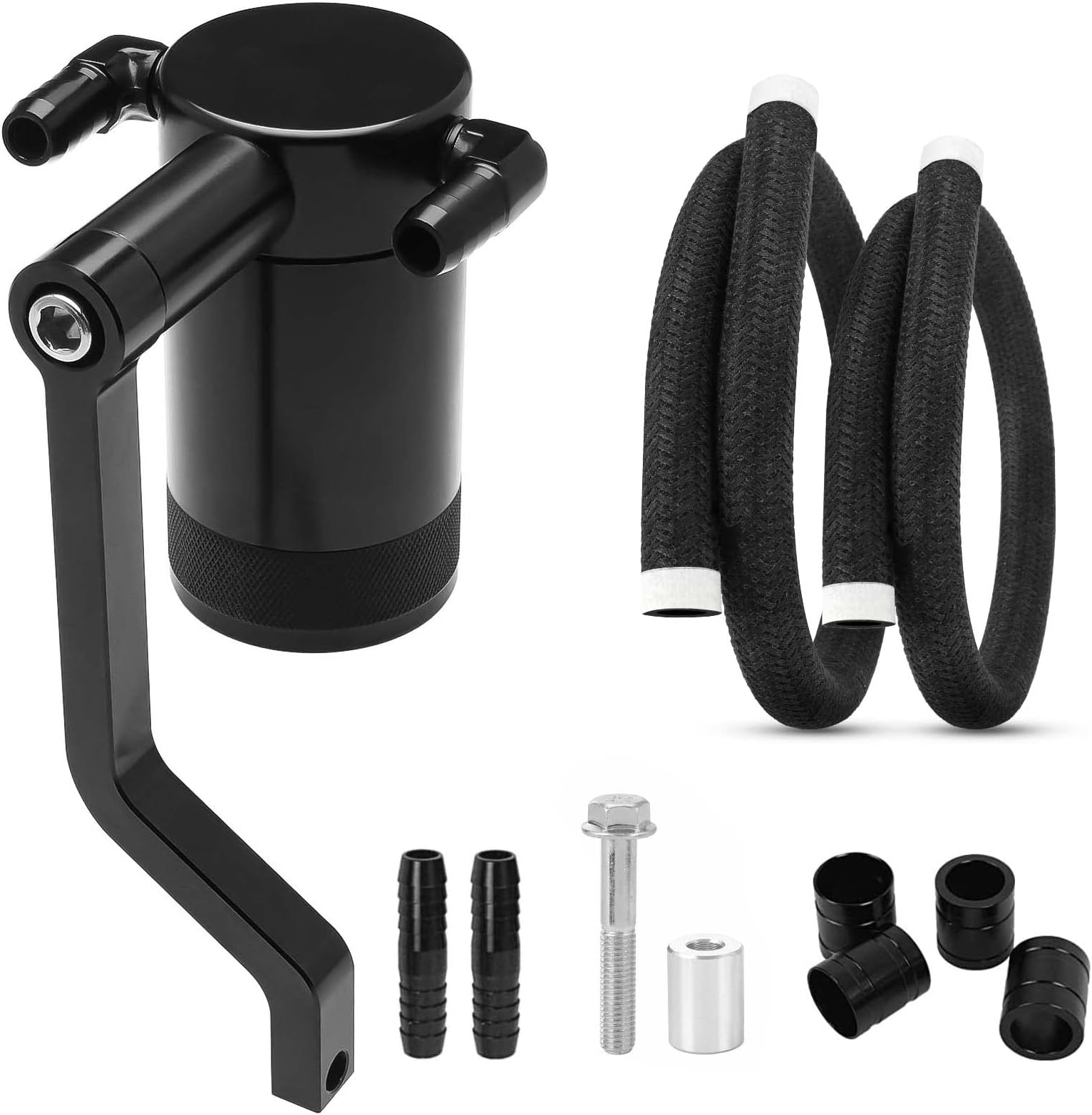 6.4L Billet Oil Catch Can Kit W/ New 5.7 HEMI Z-Bracket Technology Compatible with 2011-2021 Dodge Charger Challenger Chrysler 300 Air Oil Separator,Black