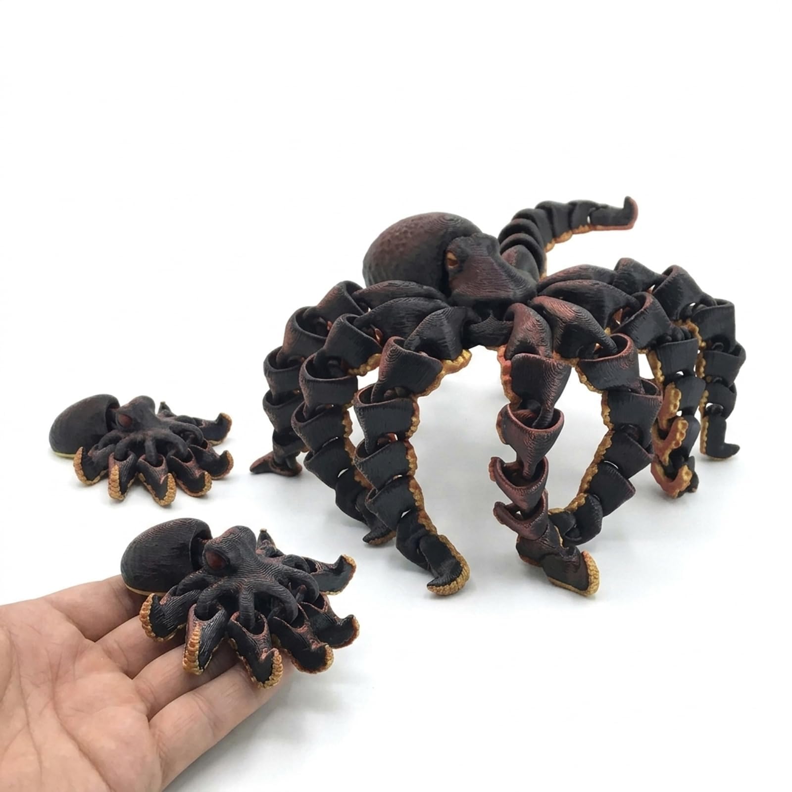 2Pcs 3D Printed Octopus Set – Flexible Joint Articulated Poseable Model, Large & Small Figures, Bendable Movable Arms for Anxiety Relief & Boredom Fun, Home Office Desk Decoration, Birthday Gift
