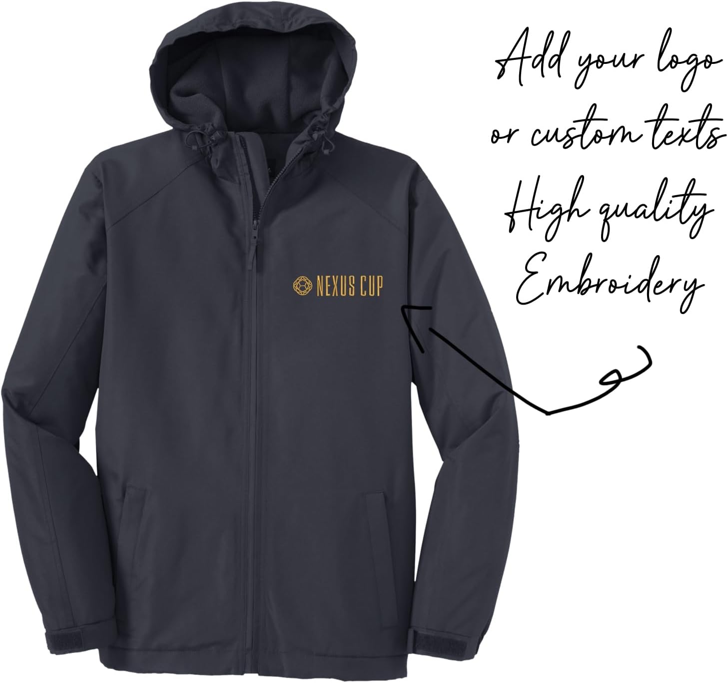 INK STITCH Men J327 Custom Embroidery Add Logo Texts Hooded Charger All Jackets - Image 4