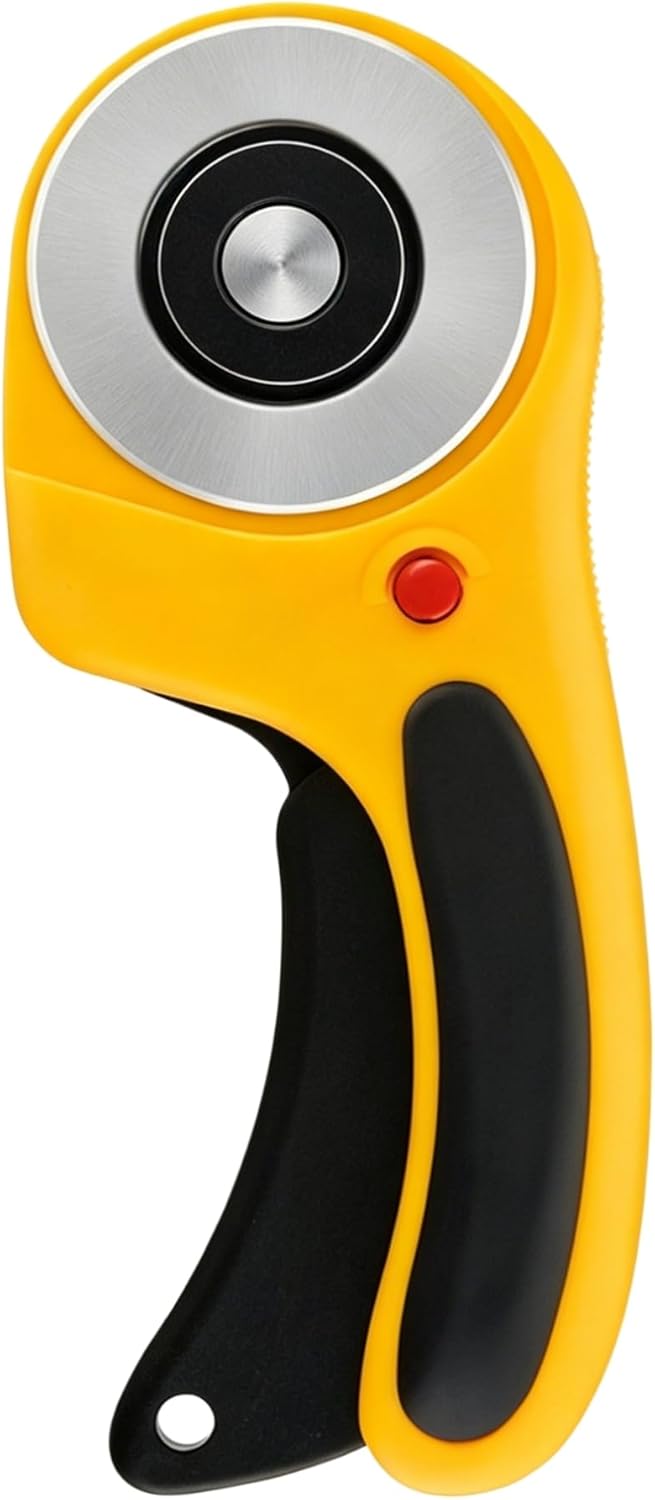 60mm Rotary Cutter Fits Olfa – Ergonomic Rotary Fabric Cutter with Blade Cover & Squeeze Trigger for Quilting, Sewing, Crafts