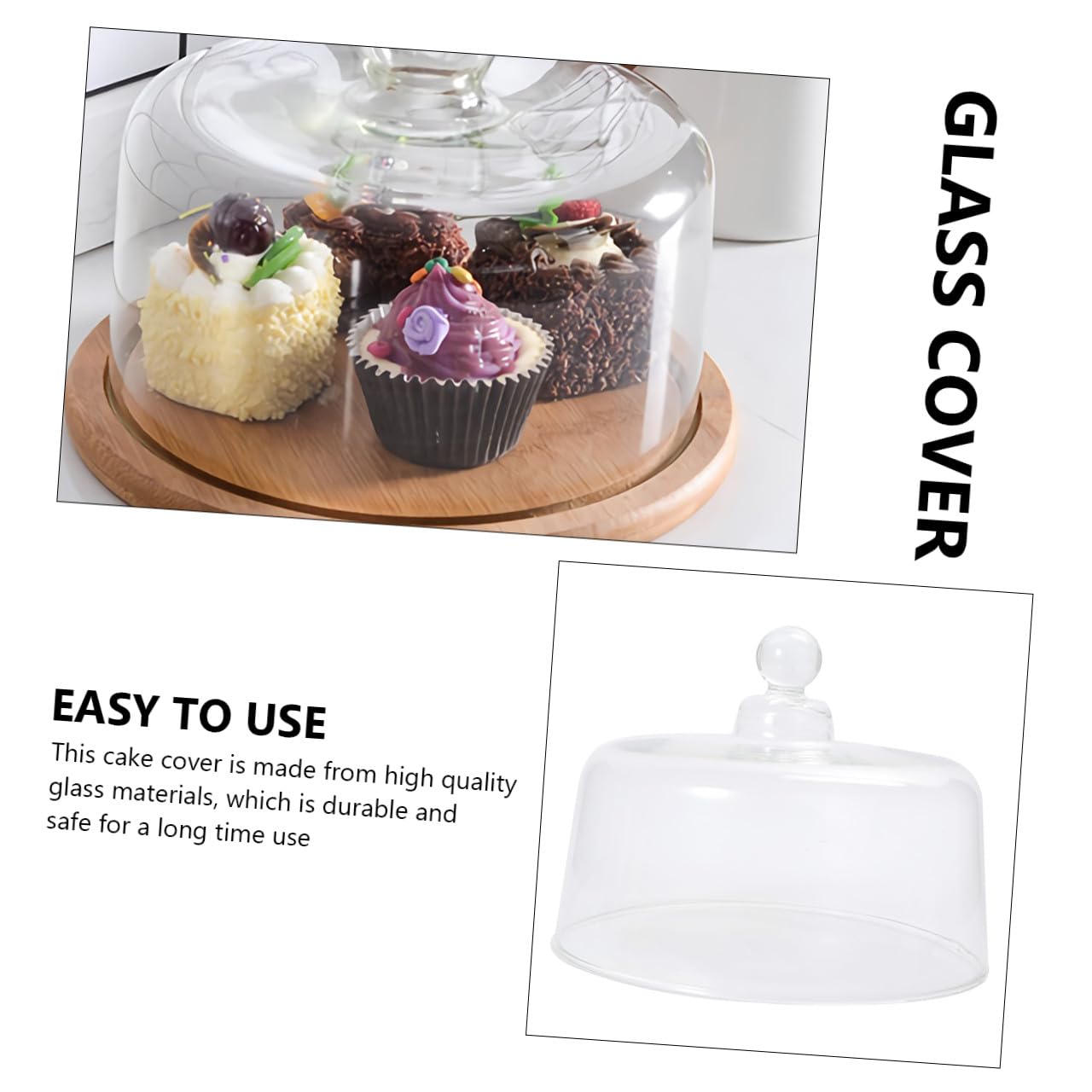 Yardwe Couvercle de Gâteau en Verre Gâteau Dôme Dessert Fromage Cloche Couvercle Transparent Alimentaire Dôme pour La Maison Cuisine-Taille Xl