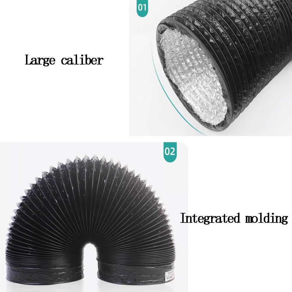 Tuyau de Ventilation Flexible pour sèche-Linge - Conduit en PVC et Aluminium de 4 m (13 pi) pour systèmes de Chauffage, Ventilation et climatisation, Cuisine, Salle de Bain et serres - Tuyau