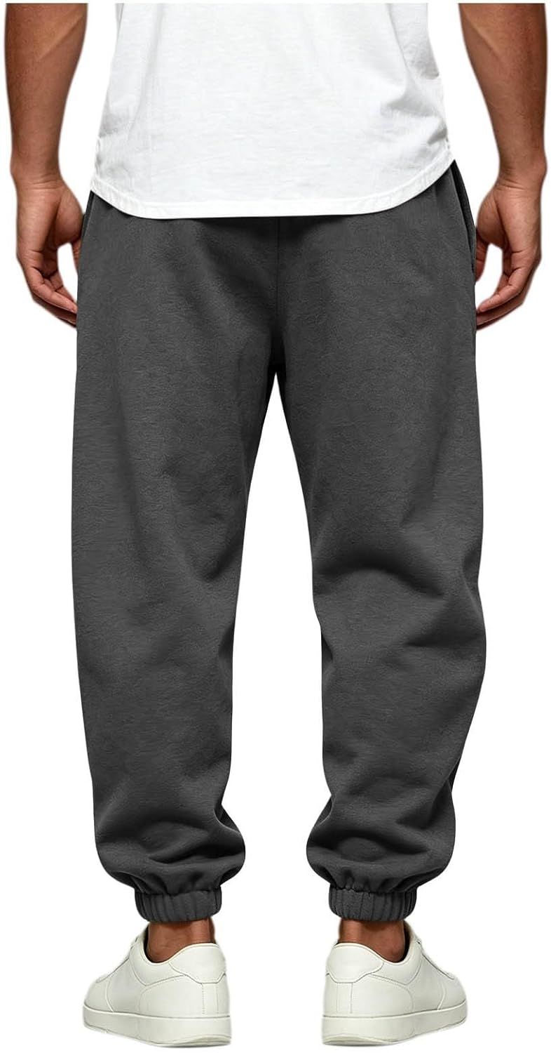 Men's Fleece Joggers Sweatpants Tapered Athletic Fleece Pants