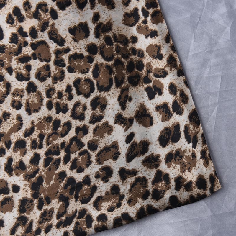 YALLNASL Leopard Print Silk/Chiffon Fashion Scarf for Women - Animal Print Head Scarf, Neck Scarf, Hair Scarf, Belt, Dress Scarf2