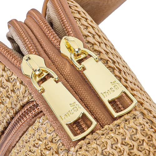 RFID Straw Crossbody Bag for Women 2025 Woven Raffia Sling Purse with Card Slots, Small Summer Crossbody Bag for Travel, Beach, Vacation(Pure Khaki) 6