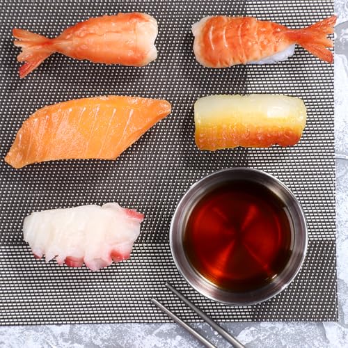 Healeved 8pcs Stainless Steel Sauce Dishes Round Seasoning Dishes Sushi Dipping Bowls Saucers Bowl Mini Appetizer Plates Seasoning Dish Saucer Plates Mini Bowls 3.15 Inch