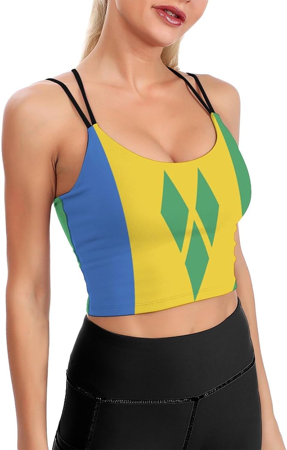 Womens Saint Vincent And The Grenadines Flag Sleeveless Workout Tops for Athletic Tank Top for Running Yoga