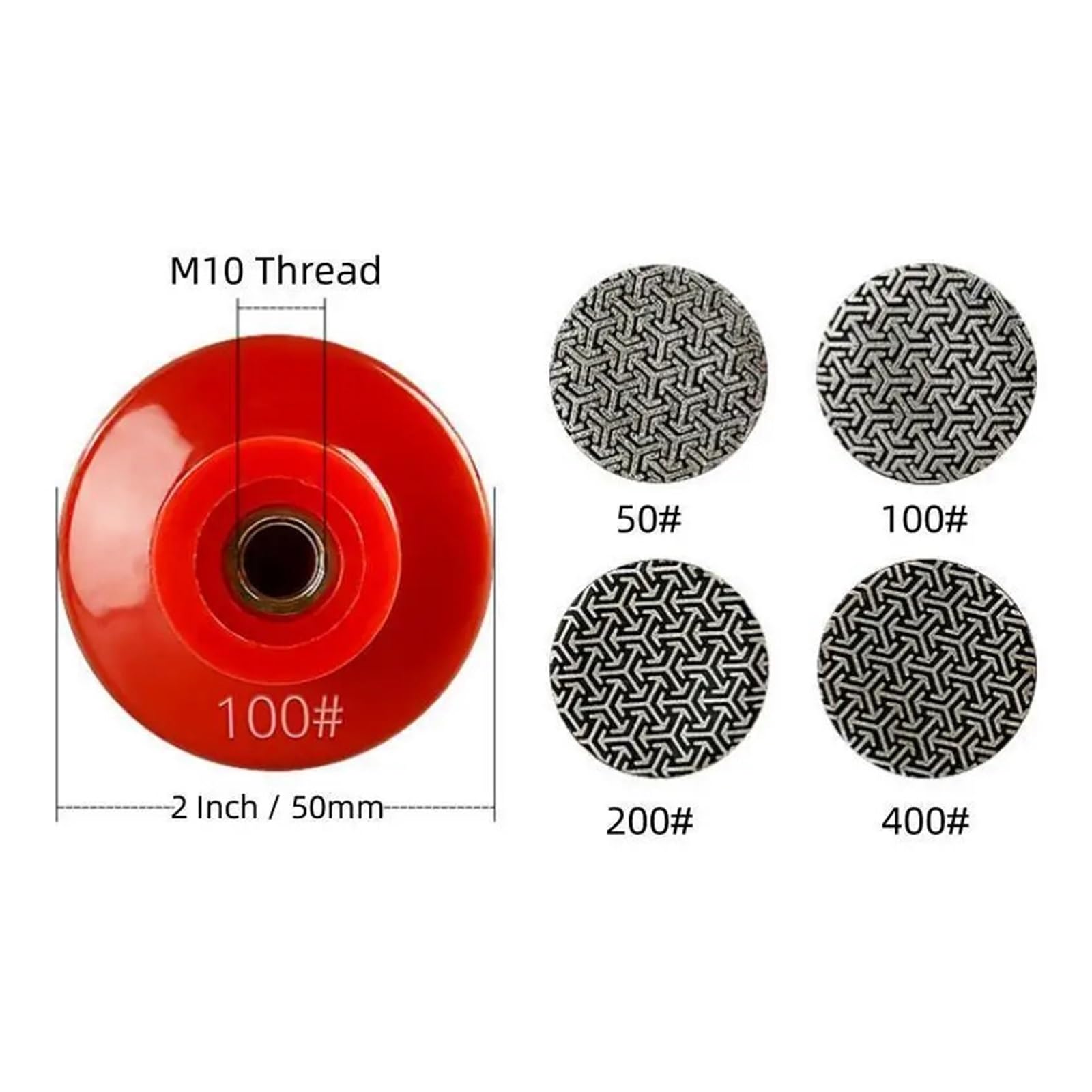 4 unids/set 2 pulgadas 50mm almohadillas de pulido de diamante galvanizado eliminación rápida azulejo vidrio hormigón piedra disco de lijado Pulido de metales wanglan (Size : 200, Color : 4