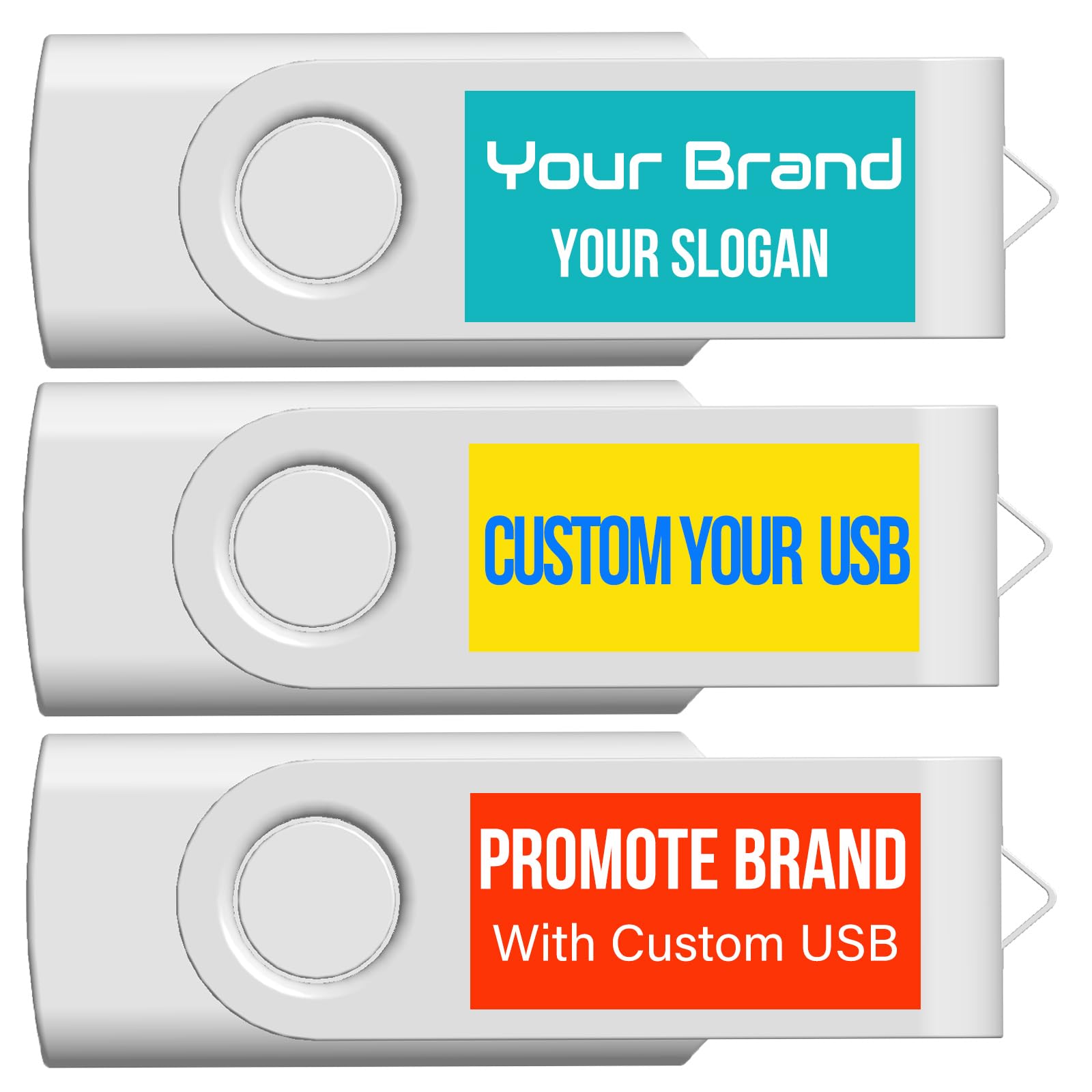 [25 Stück] USB-Flash-Laufwerk mit benutzerdefiniertem Logo 1GB 25er-Pack, JBOS Großpackung, personalisierte USB-Sticks mit Ihrem Logo, individuell gestaltete Werbeartikel - Weiß