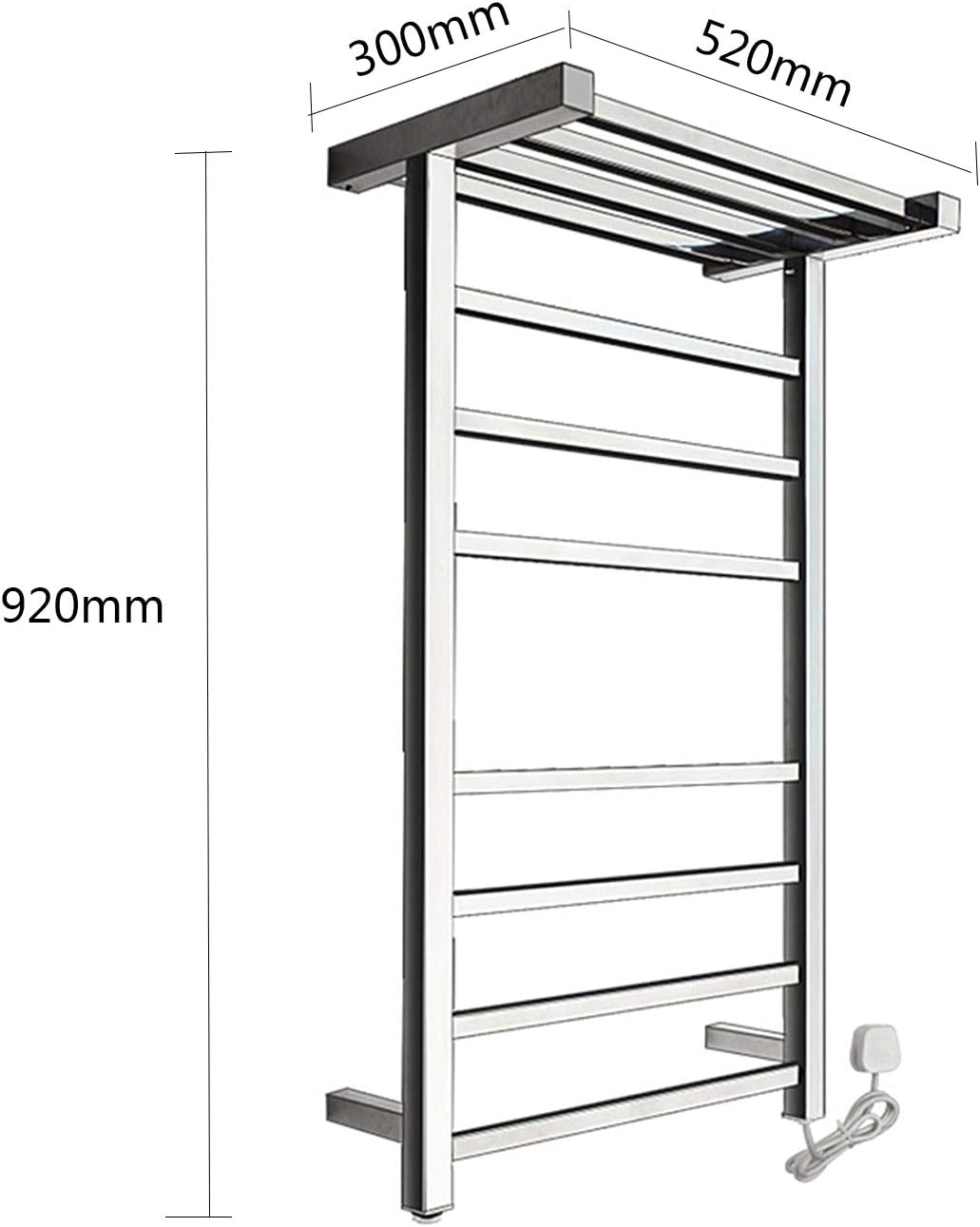 Towel Warmer/Towel Warmer Drying Rack, 304 Stainless Steel Electric Heated Towel Rail Radiator, Wall-Mounted Intelligent Heated Towel Rack for Bathroom, 450X600x110mm,Plug in (Plug in One Size)