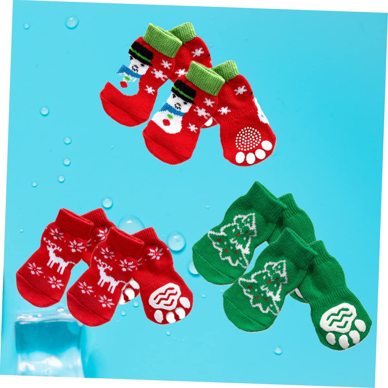 GRIRIW Dog Puppy Cat Socks Christmas Reindeer Style Non-Slip Pet Socks Size s Easy to Carry