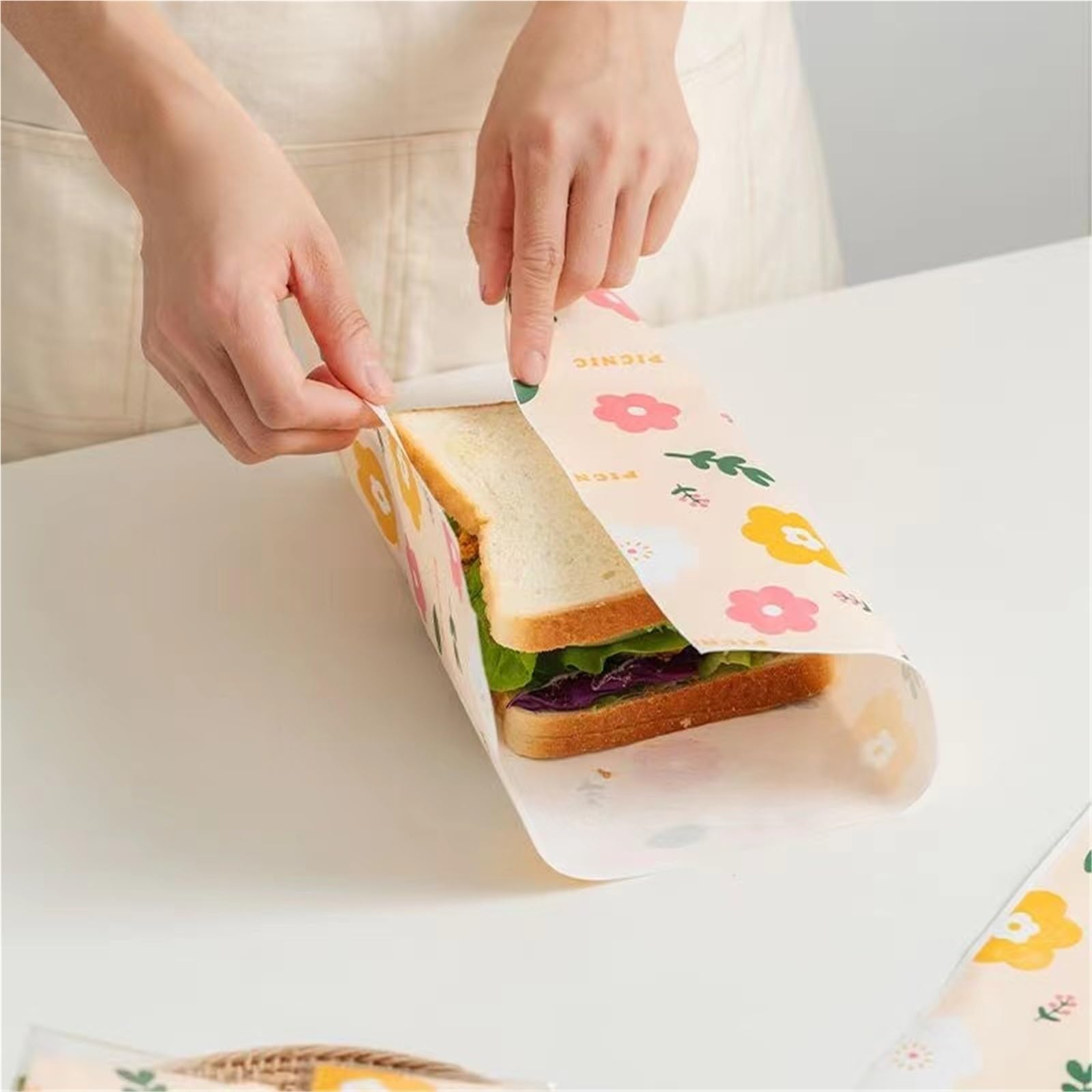 Papel de horno Forros de papel pergamino resistentes a la grasa for cestas, envoltorios alimentos for sándwiches, papas fritas, hamburguesas y(100Pcs)