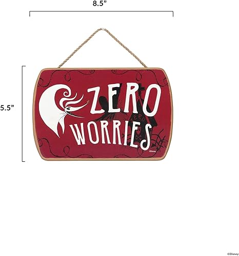 Miniatura 6 de Disney The Nightmare Before Christmas Zero Worries - Decoración de pared de madera para colgar Divertido letrero de cero para decoración