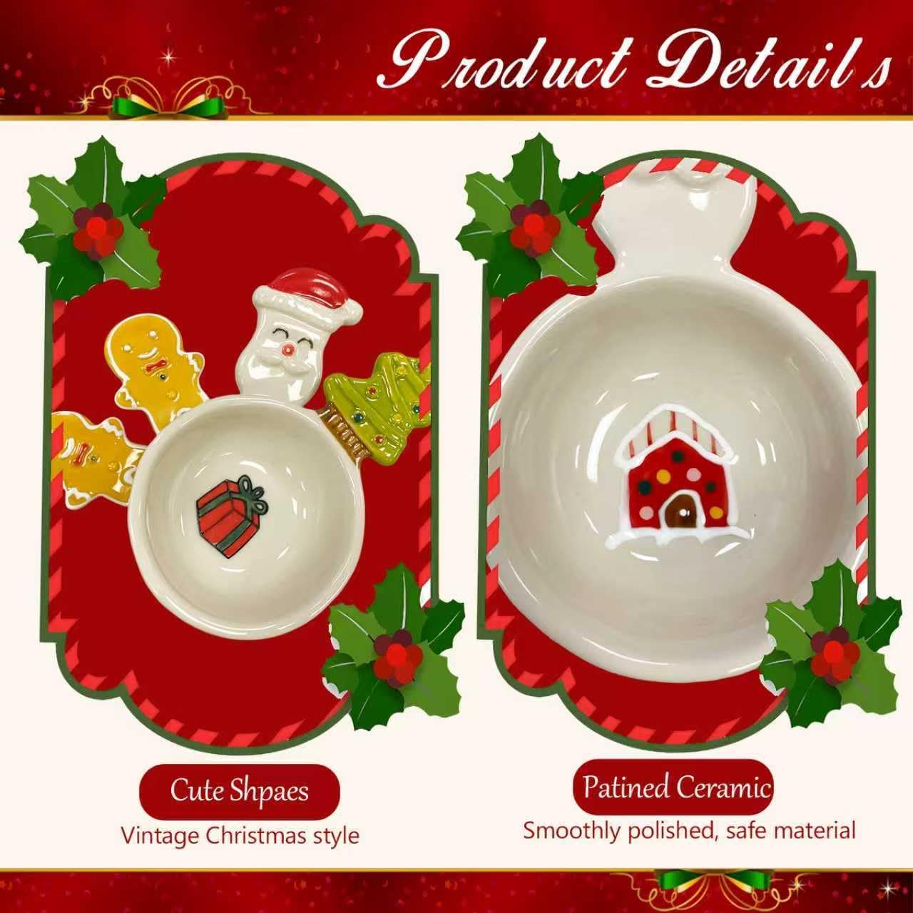Ceramic Dipping Bowls - Soy Sauce Dishes Set, 4 Pack Small Dip Bowls Mini Bowls Christmas Gift Set Side Dish, Ketchup BBQ Party