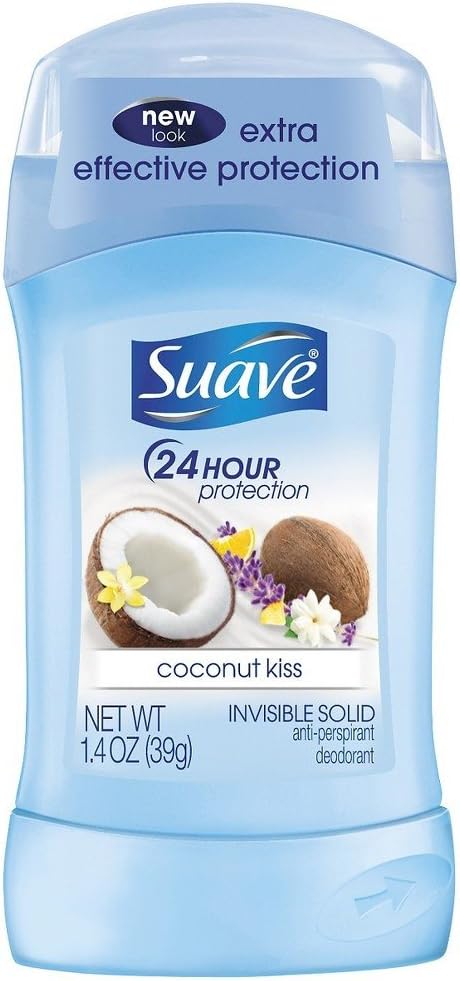 SuaveDeodorant 1.4 Ounce 24Hr Coconut Kiss Invisible Solid (41ml) (2 Pack)