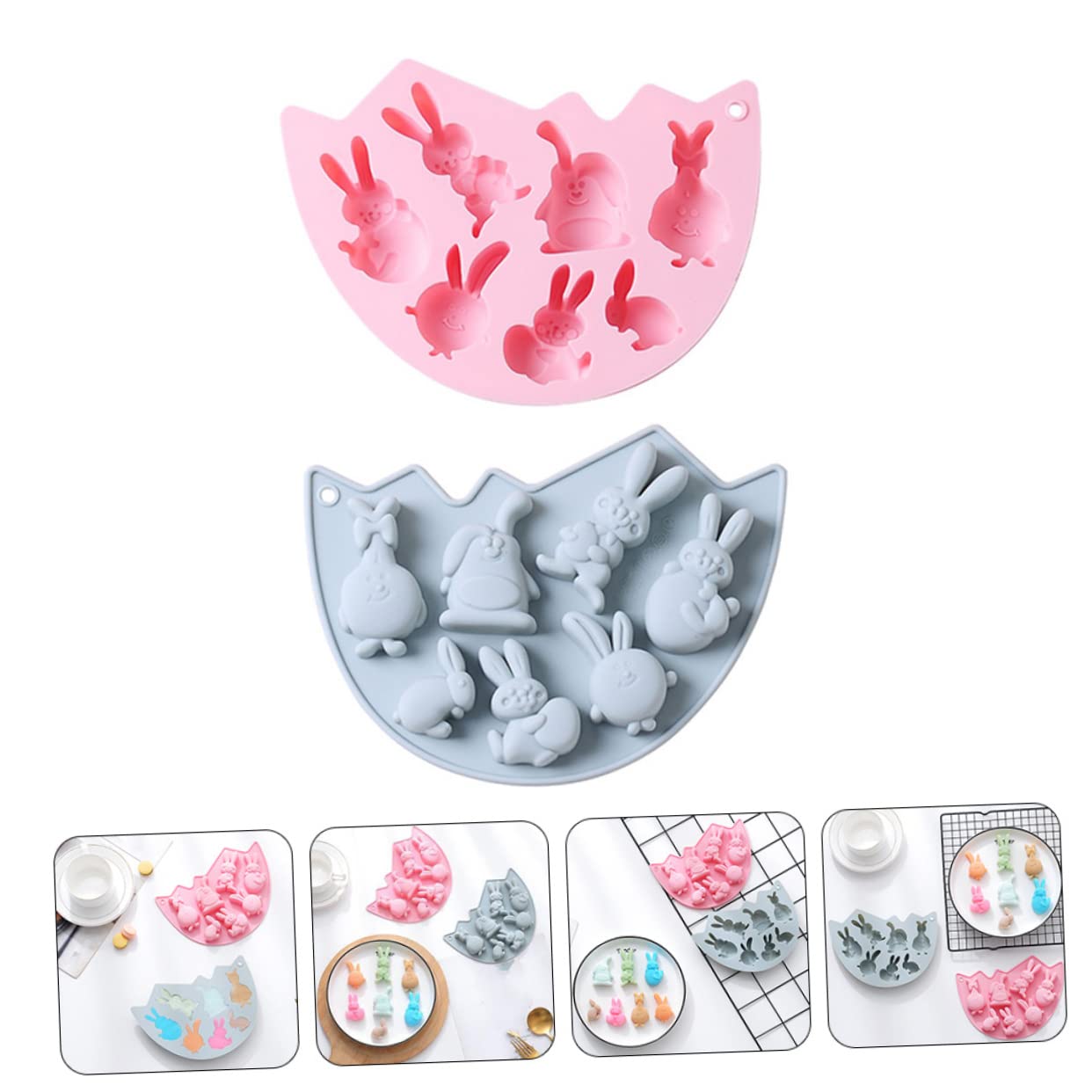 Amosfun 3 Juegos Molde Para Hornear Conejo Chocolatinas Chocolates Budín Moldes De Gomitas De Frutas Moldes Para Panqueques De Halloween Molde De Pastel Con Tema De Pascua 2 Piezas * 3