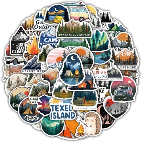 100 Pcs Camping Stickers Outdoor Adventure Hiking Travel Sticker Pack