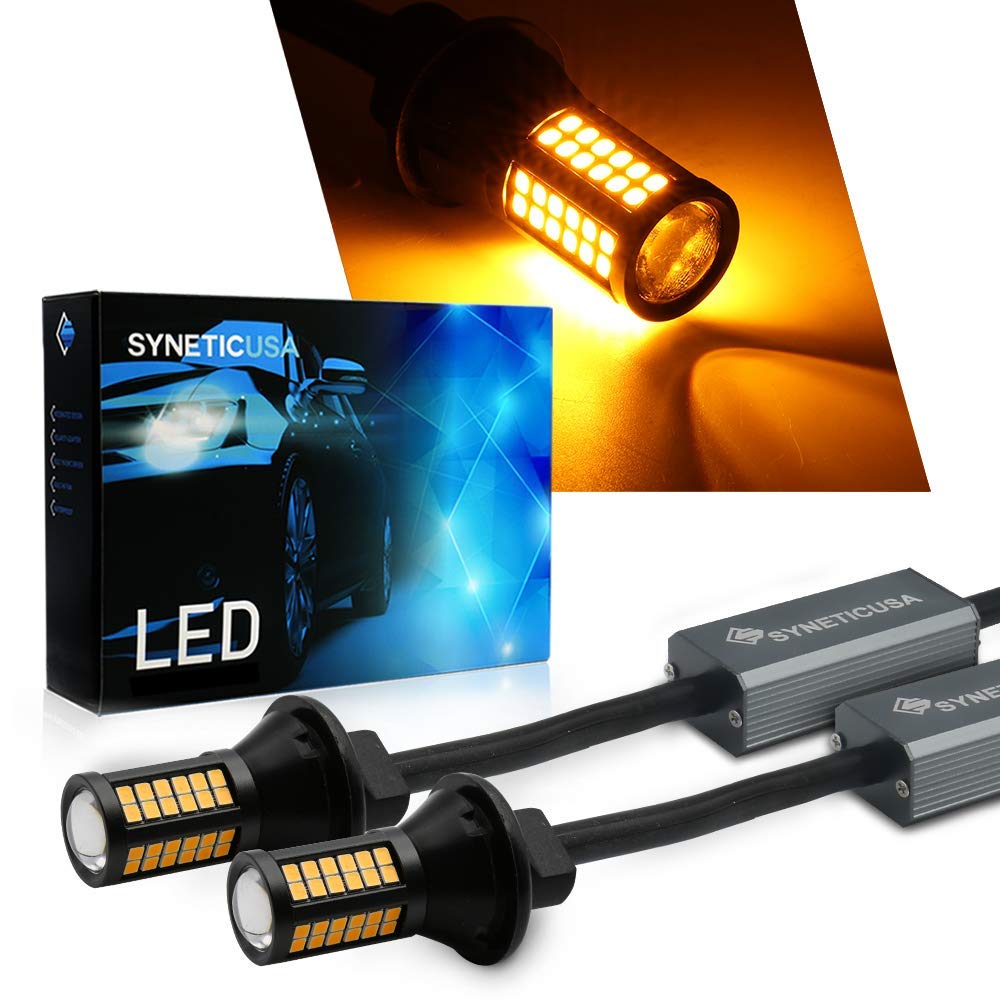 JCWIN 3157 Error Free Amber LED DRL Turn Signal LED Light Bulbs 64SMD