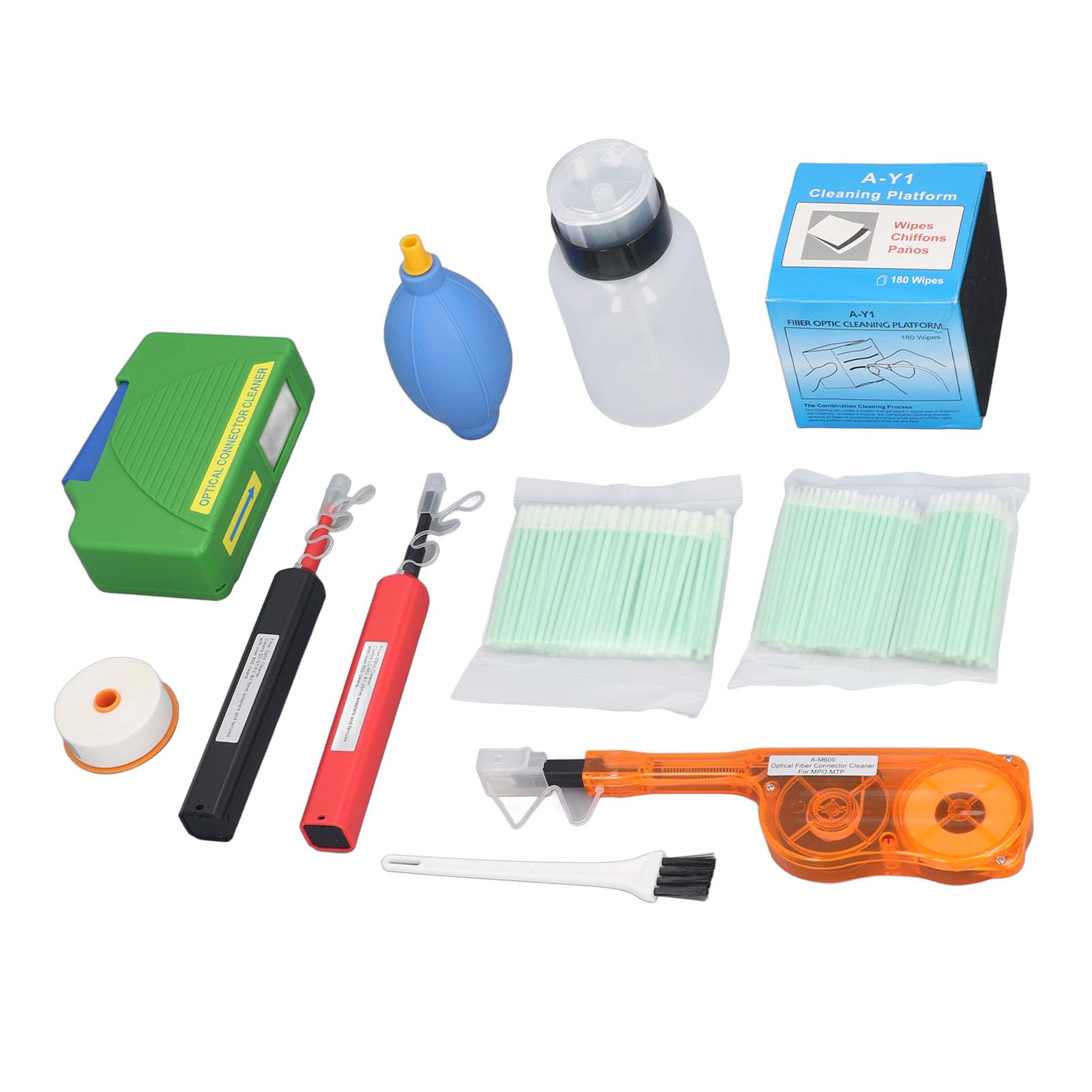 Kit di Pulizia per Fibra Ottica Pulizia Efficiente e Antistatica per Connettori SC FC ST LC MU MPO MTP con Custodia per Uso Professionale