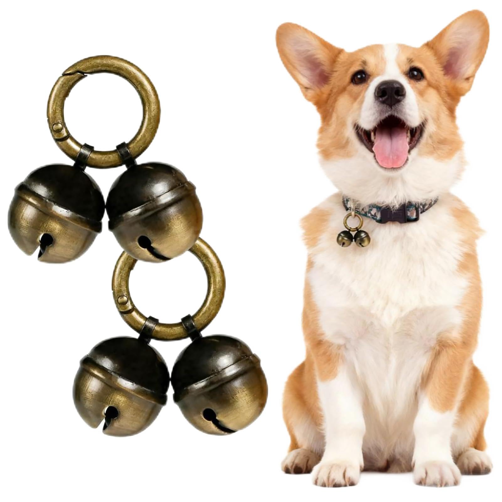 lrgnixs 2 Sets Bell for Dog Collar Cat Bell for Pet Tracking Extra Loud Dog and Cat Bells for Collar Copper Bells with Quick Clips (Vintage Bronze)