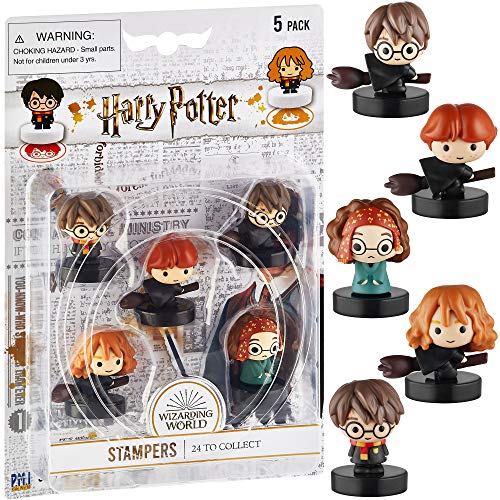 Self-Inking Harry Potter Stampers, Set of 5 â€“ Harry Potter Gifts, Collectables, Party Decor, Cake Toppers â€“ Hermione Granger, Harry Potter, Ron Weasley, and More by PMI, 2.5 in. Tall