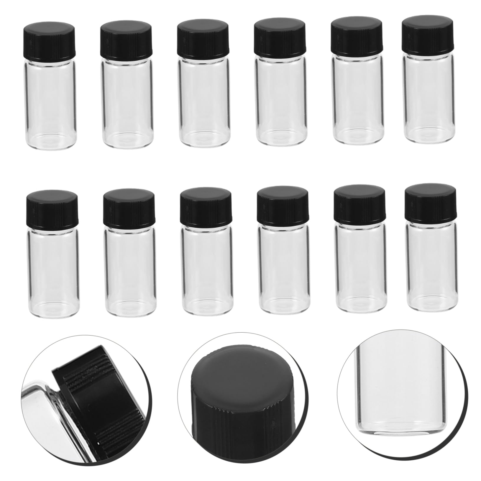 MAGICLULU 100 Pezzi Bottiglie di Vetro da 5ml con Tappi, Flaconi Campione Trasparenti con Fondo Piatto in Vetro, Facile da Riempire e Tenuta per Laboratorio