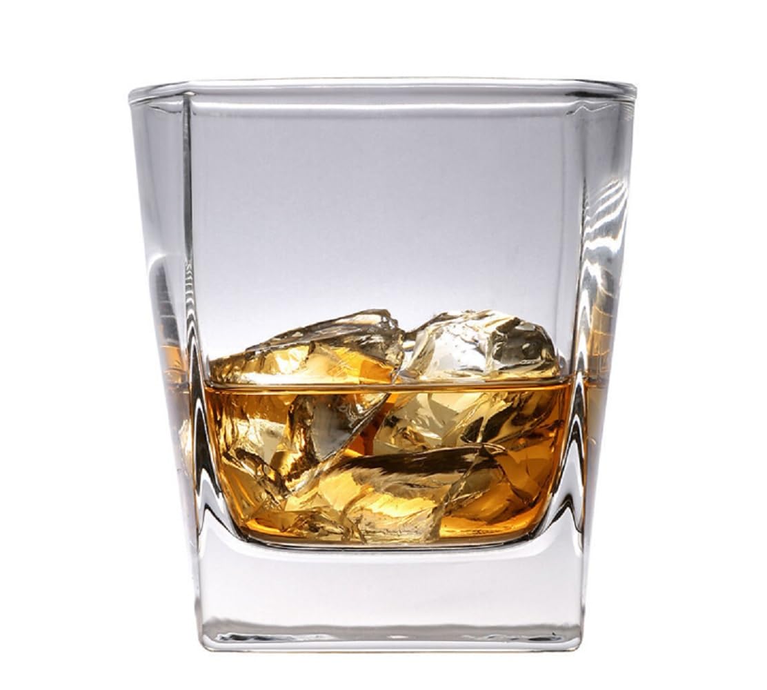 ROCKFORD Italian Premium Whiskey Glasses Set of 2, 300ML, Transparent, Old Fashioned Barware Tumbler for Scotch, Vodka, Bourbon, Liquor, Cocktail, Square Crystal Glass for Stylish Drink Presentation — Amazon image 4