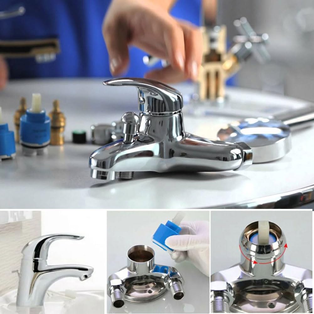 Cerioll Cartucho de Cerámica, 2 Pcs 35 mm, Cartucho de Grifo de Cerámica, para Grifos de Cocina, Baño y Ducha, Azul, Montaje en Cubierta, Ahorro de Agua y Reducción de Ruido