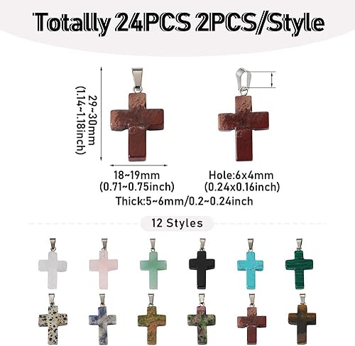 Miniatura 4 de Fashewelry Colgantes colgantes de cristal curativo, Piedra, Ojo de Tigre Ágata Jaspe