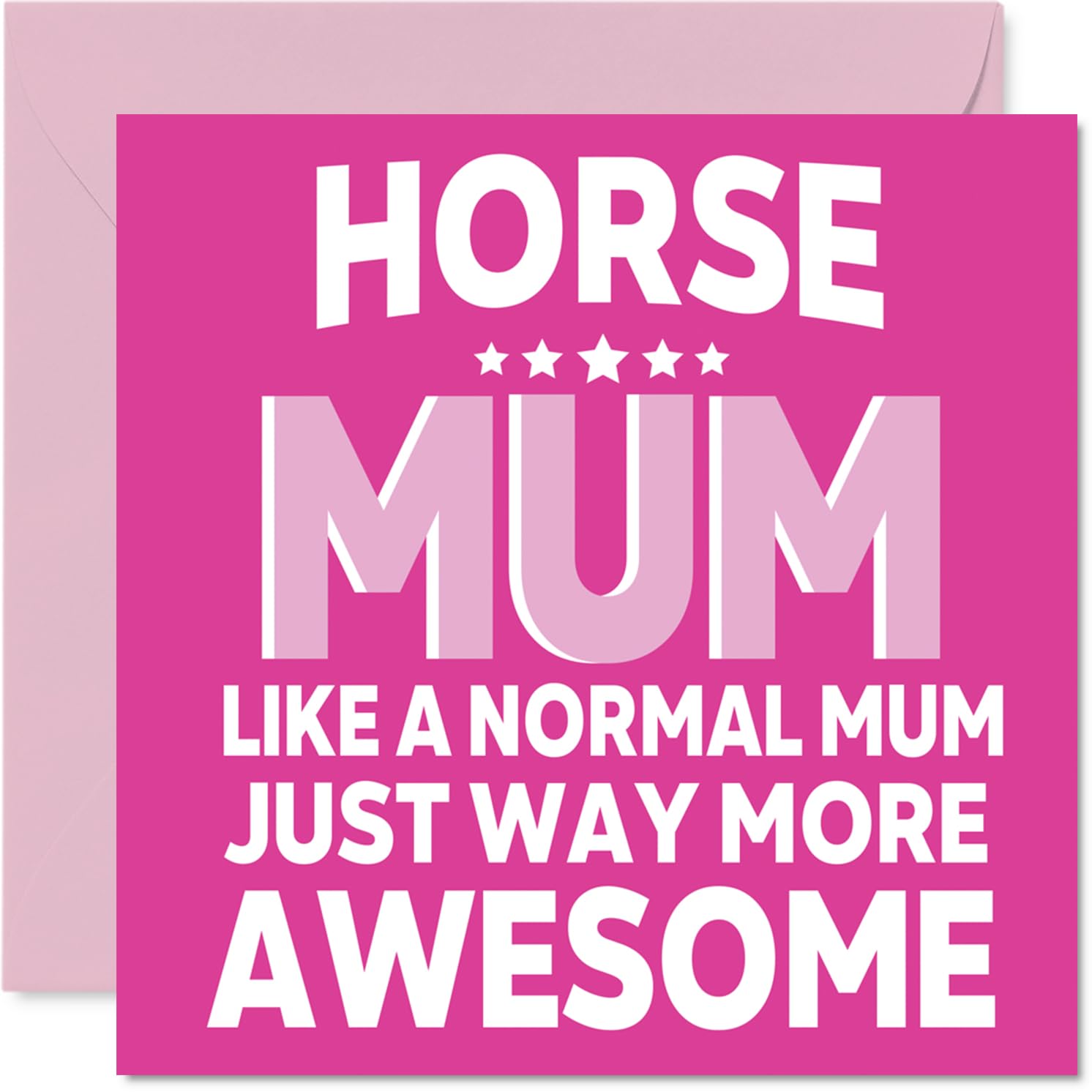 Mum Birthday Card - Awesome Horse Mum - Happy Birthday Card from Son Daughter, 145mm Horse Parent Mother's Day Greeting Cards