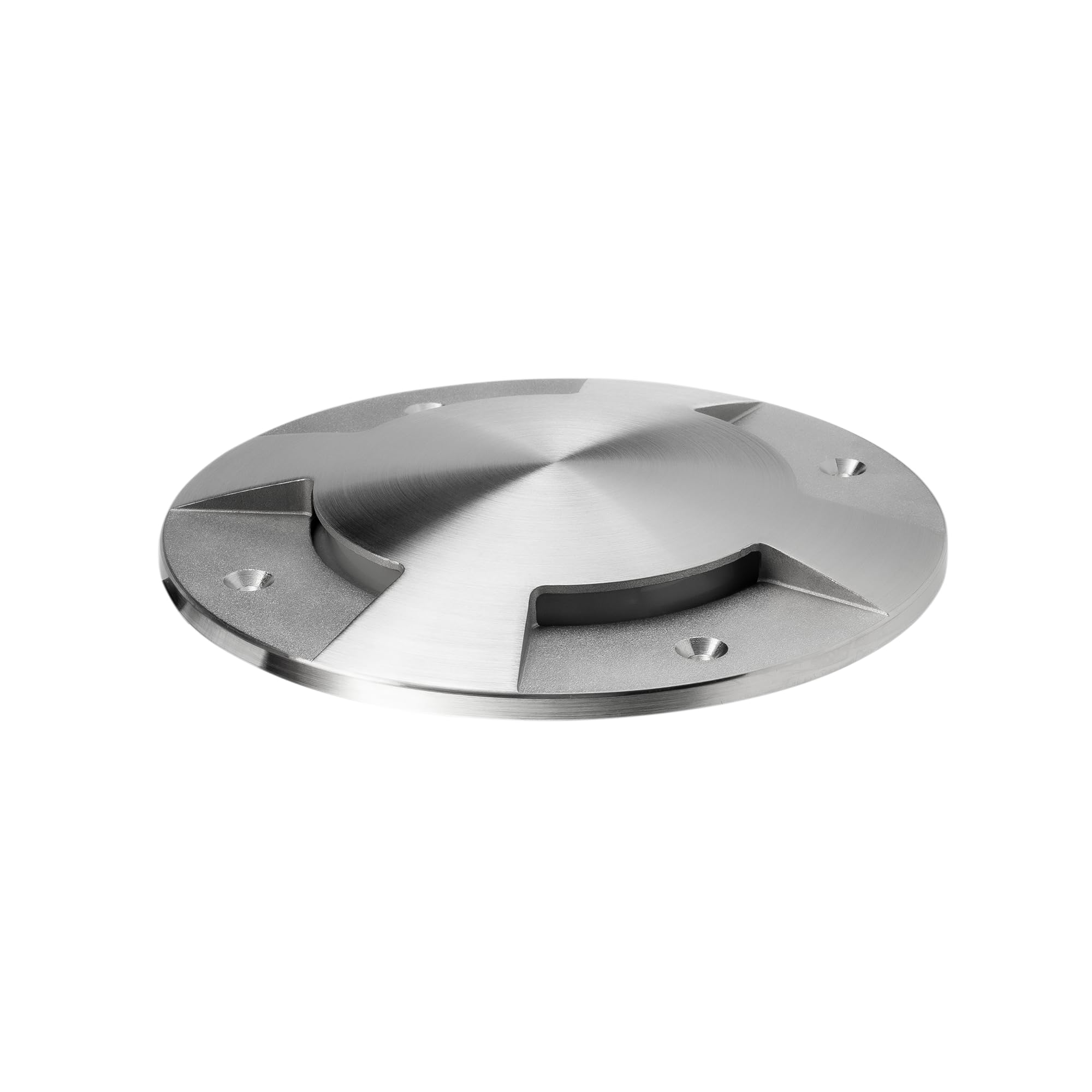 Exterieur luminaire encastré au sol carrossable, Spot LED 6W 230V, blanc chaud 3000K, 460 lm, 4 zones lumineuses, acier inoxydable, nDisc Medium