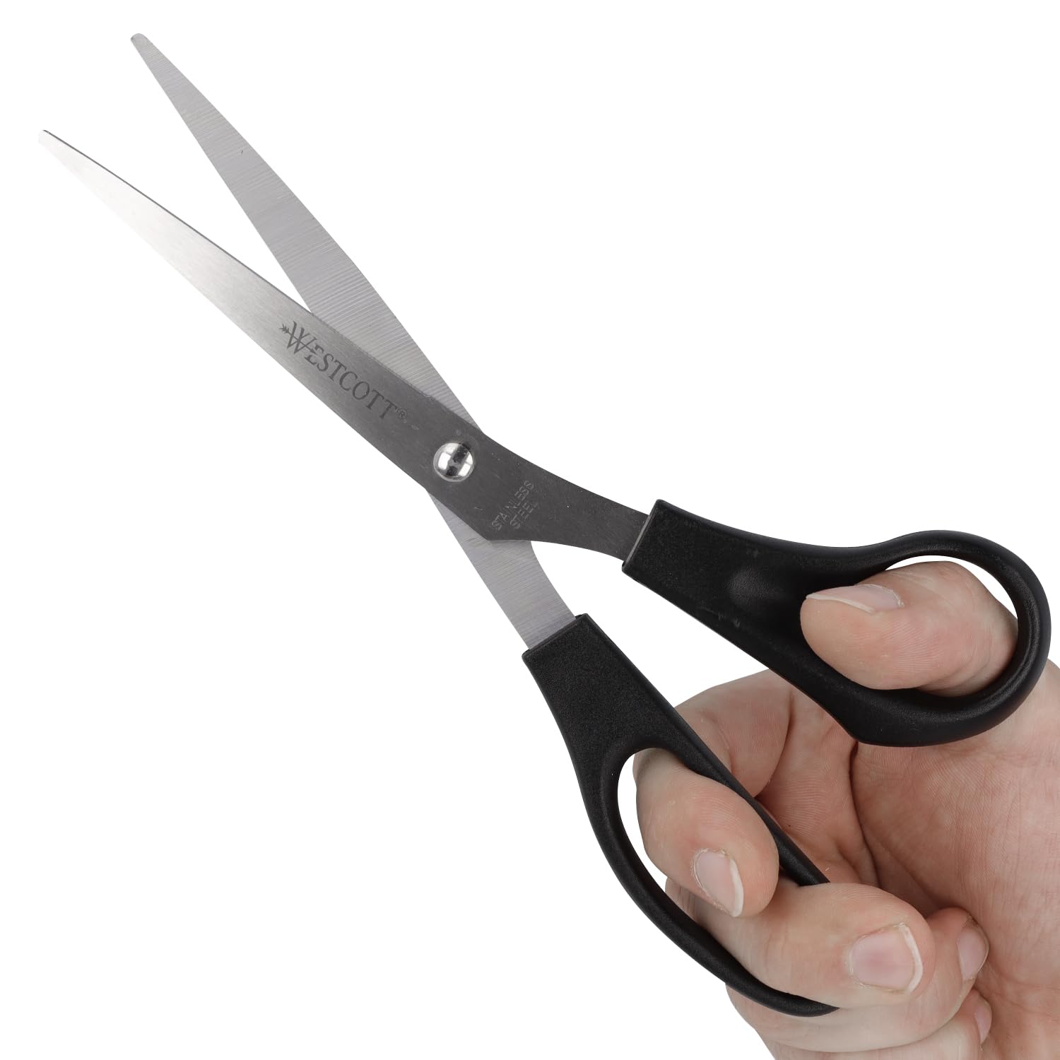 Westcott Tijeras de 8" (20,3 cm) | Tijeras de oficina con mangos de plástico negro | Cuchillas extraafiladas, acero inoxidable | E-31181 00